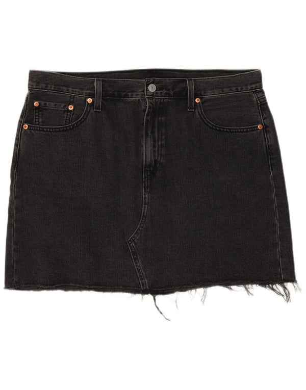Levi's Womens Low Waist Denim Skirt W32 Large Black Cotton