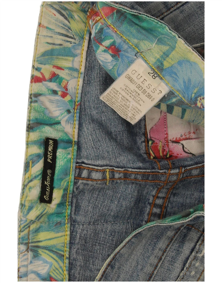 Guess Womens Distressed Cropped Jeans W28 L24 Blue Cotton