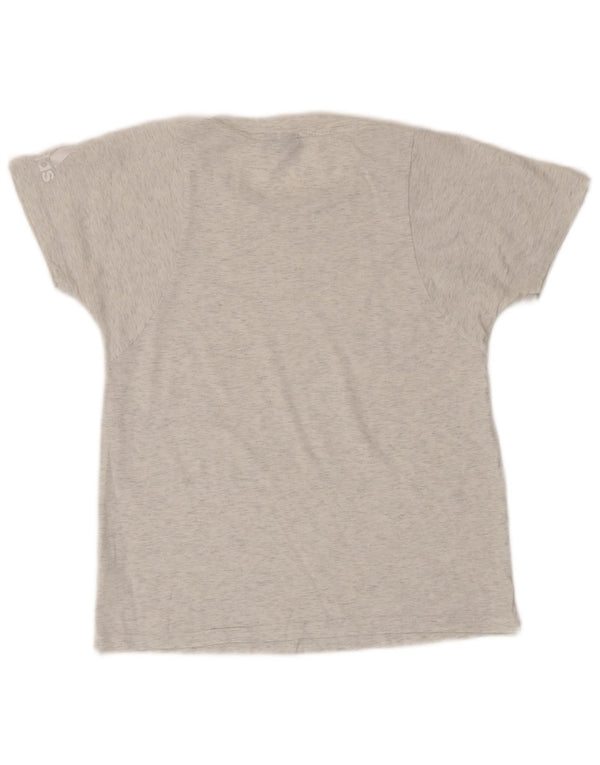 Adidas Womens T-Shirt Top UK 12 Medium Grey Cotton