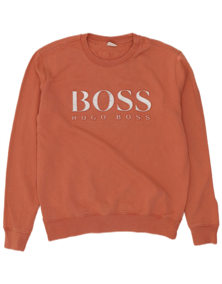 Hugo Boss Womens Graphic Sweatshirt Jumper UK 12 Medium Orange
