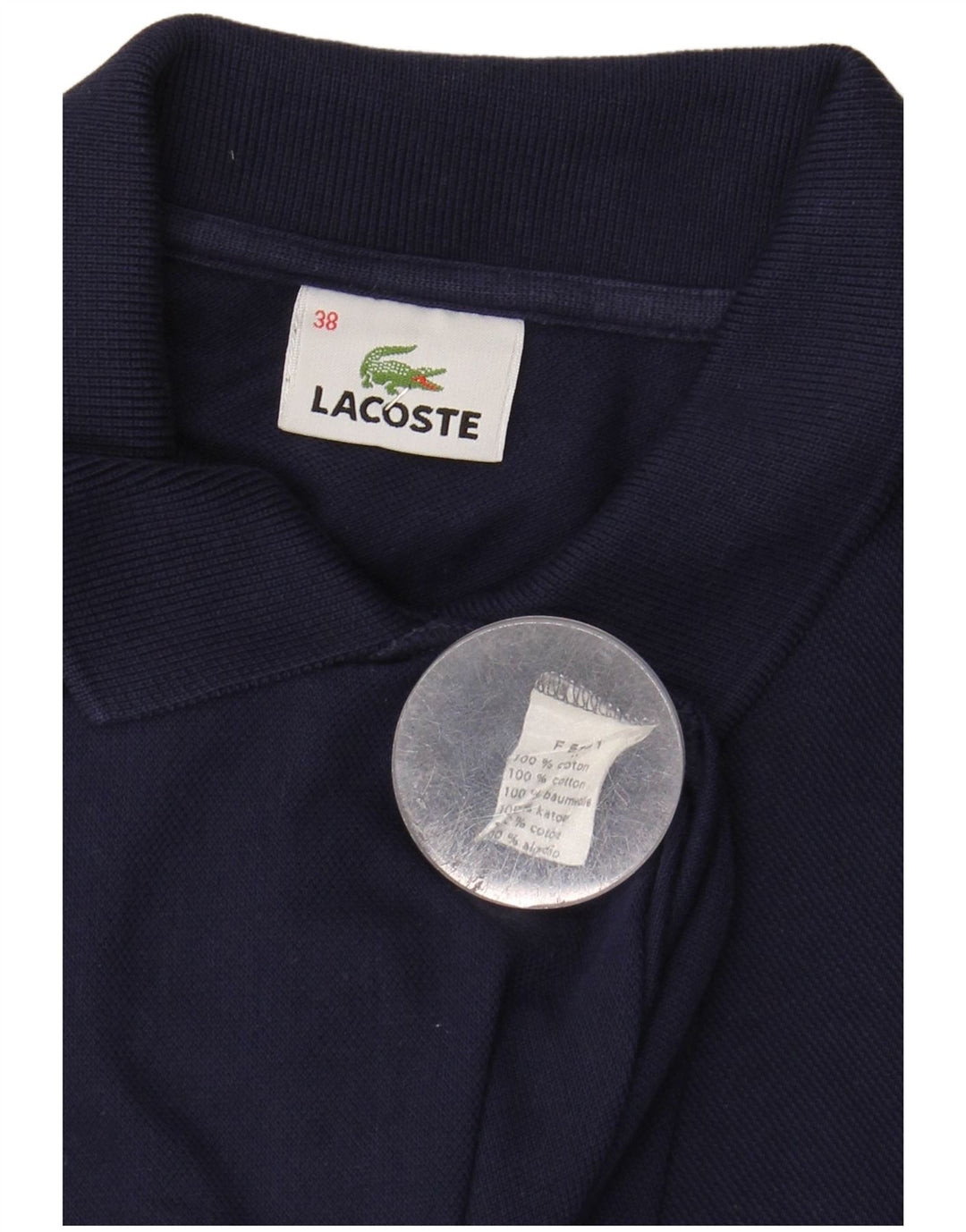 LACOSTE Womens Polo Shirt Size 38 Medium Navy Blue Cotton