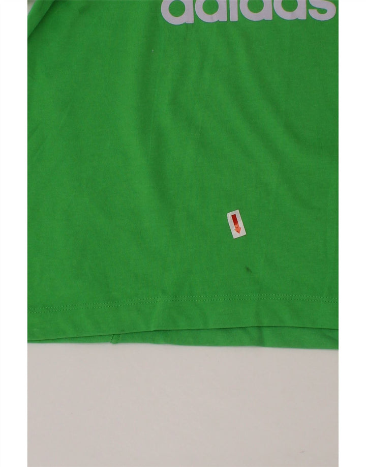 ADIDAS Boys Climalite Graphic T-Shirt Top 5-6 Years Green Cotton