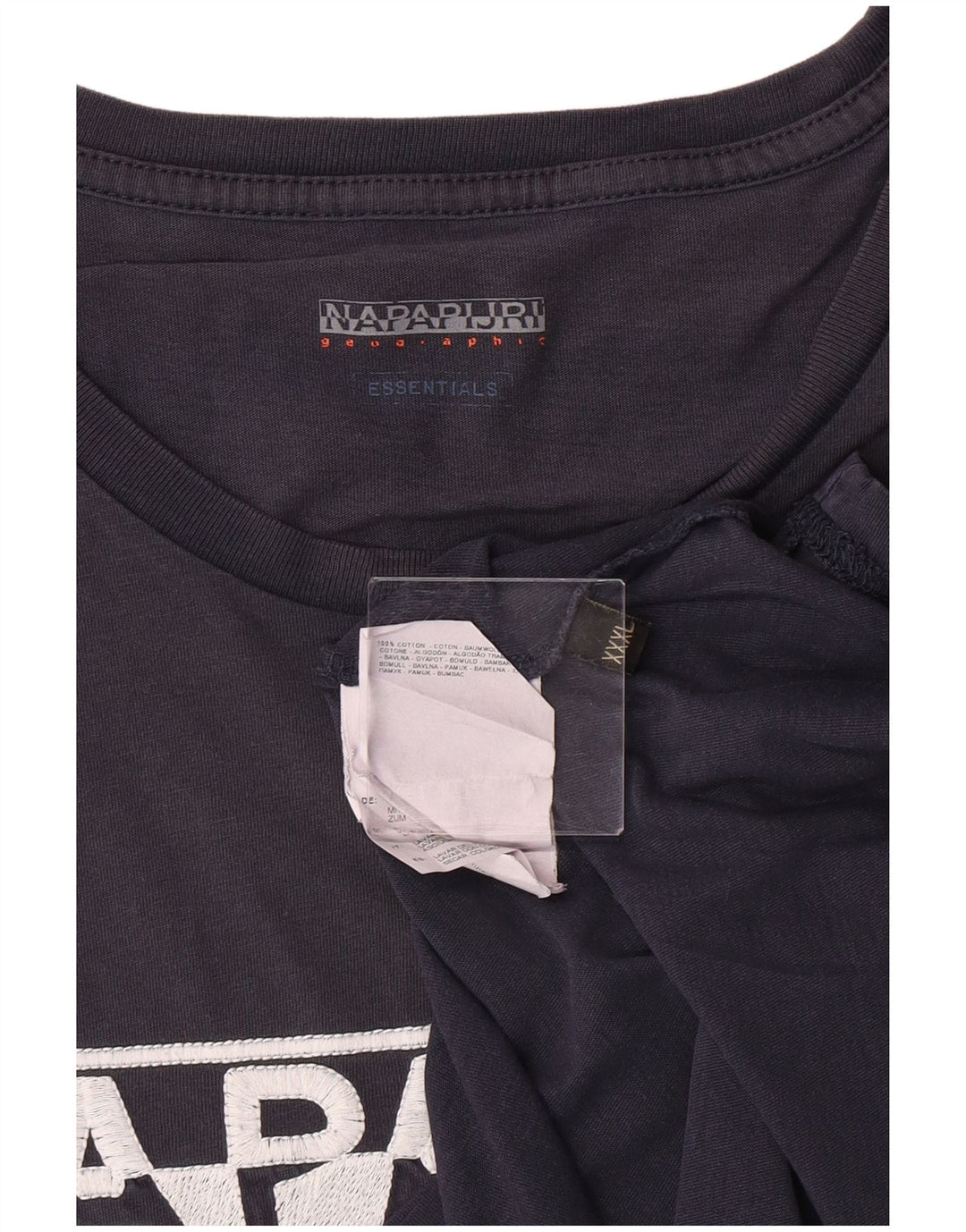 NAPAPIJRI Mens Geographic Graphic T-Shirt Top 3XL Navy Blue Cotton