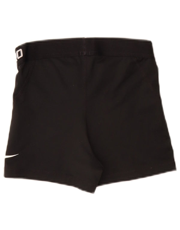 NIKE Girls Dri Fit Graphic Sport Shorts 8-9 Years Small Black Polyester