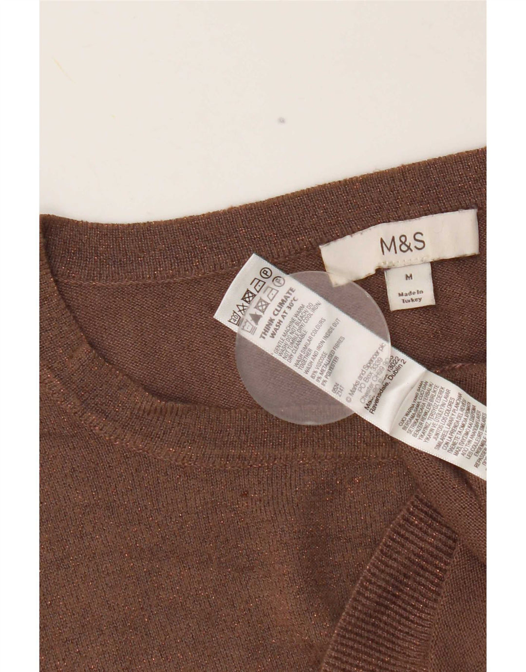 Marks & Spencer Womens Boat Neck Jumper Sweater UK 14 Medium Brown