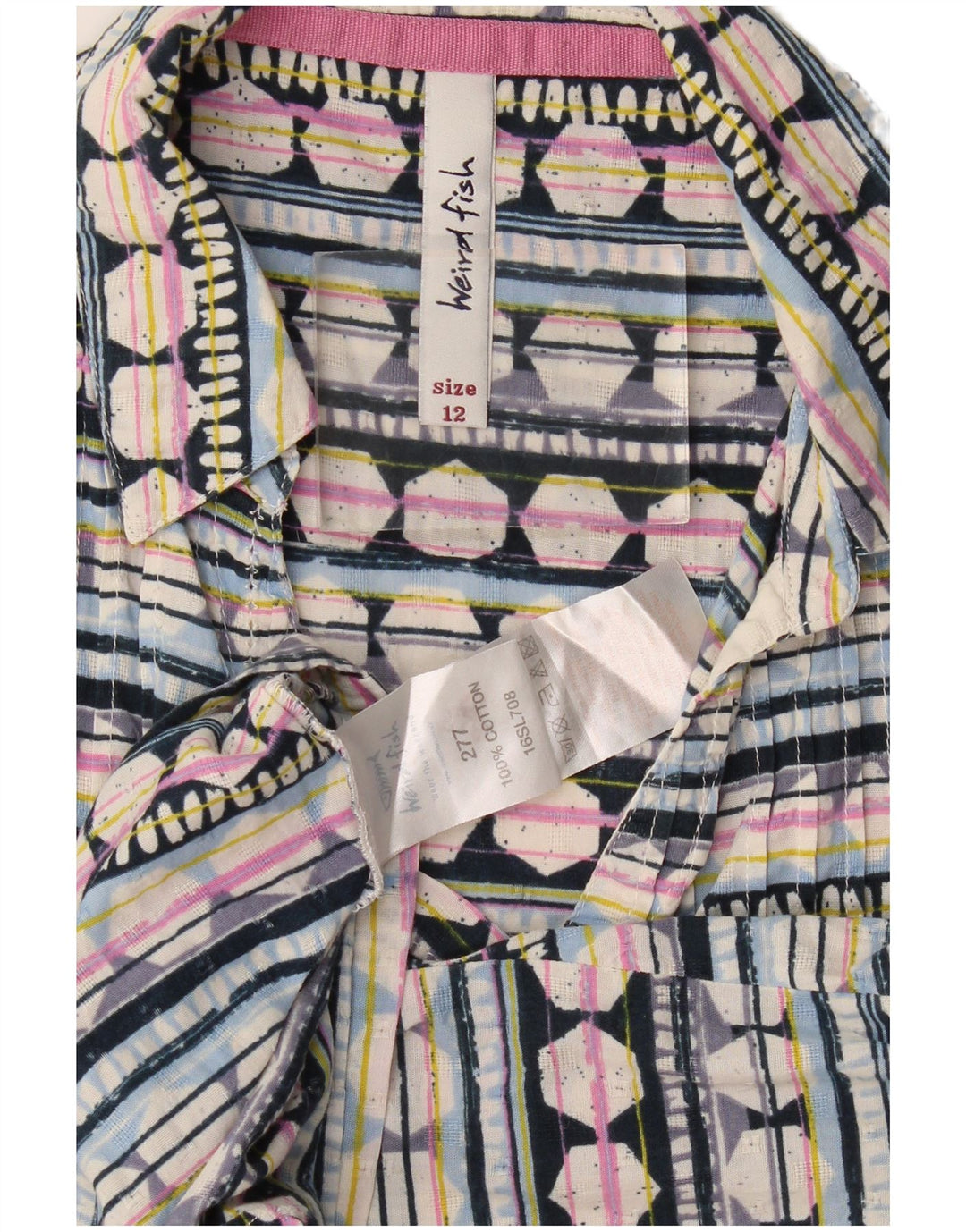 Weird Fish Womens Shirt Blouse UK 12 Medium Multicoloured Geometric