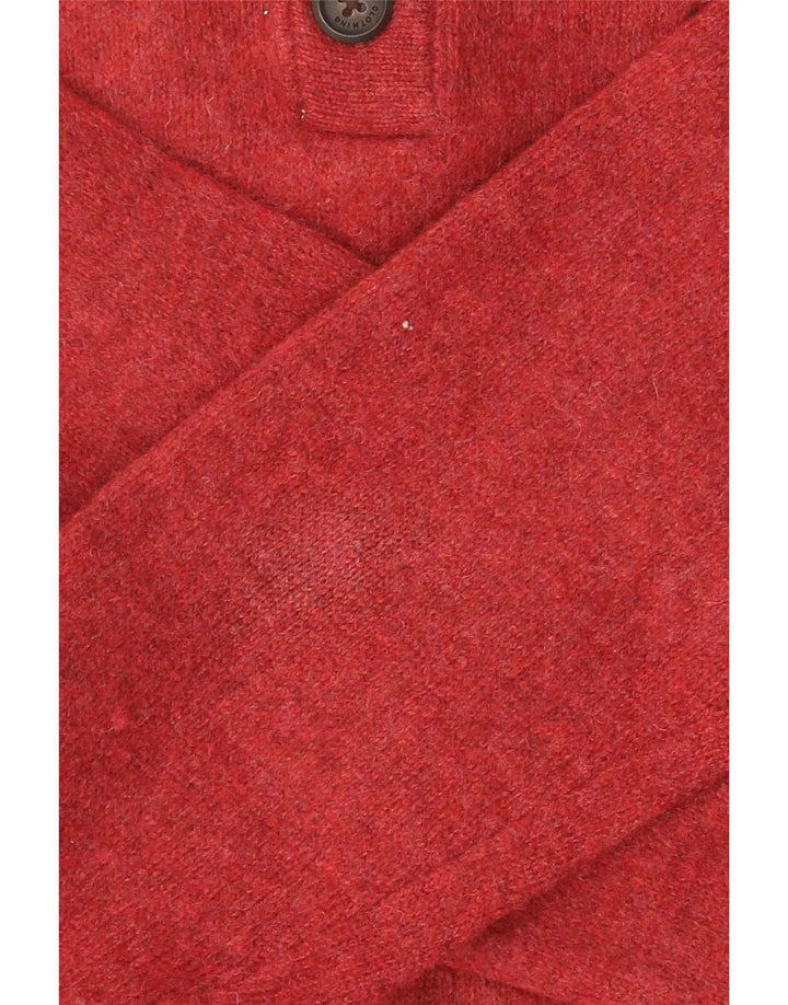 Crew Clothing Mens Button Neck Jumper Sweater Large Red Lambswool