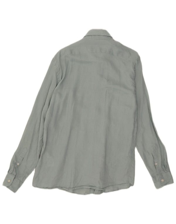 Reiss Mens Regular Fit Shirt Medium Blue Linen