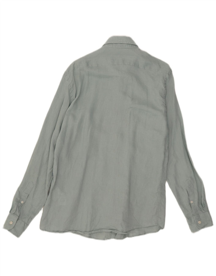 Reiss Mens Regular Fit Shirt Medium Blue Linen