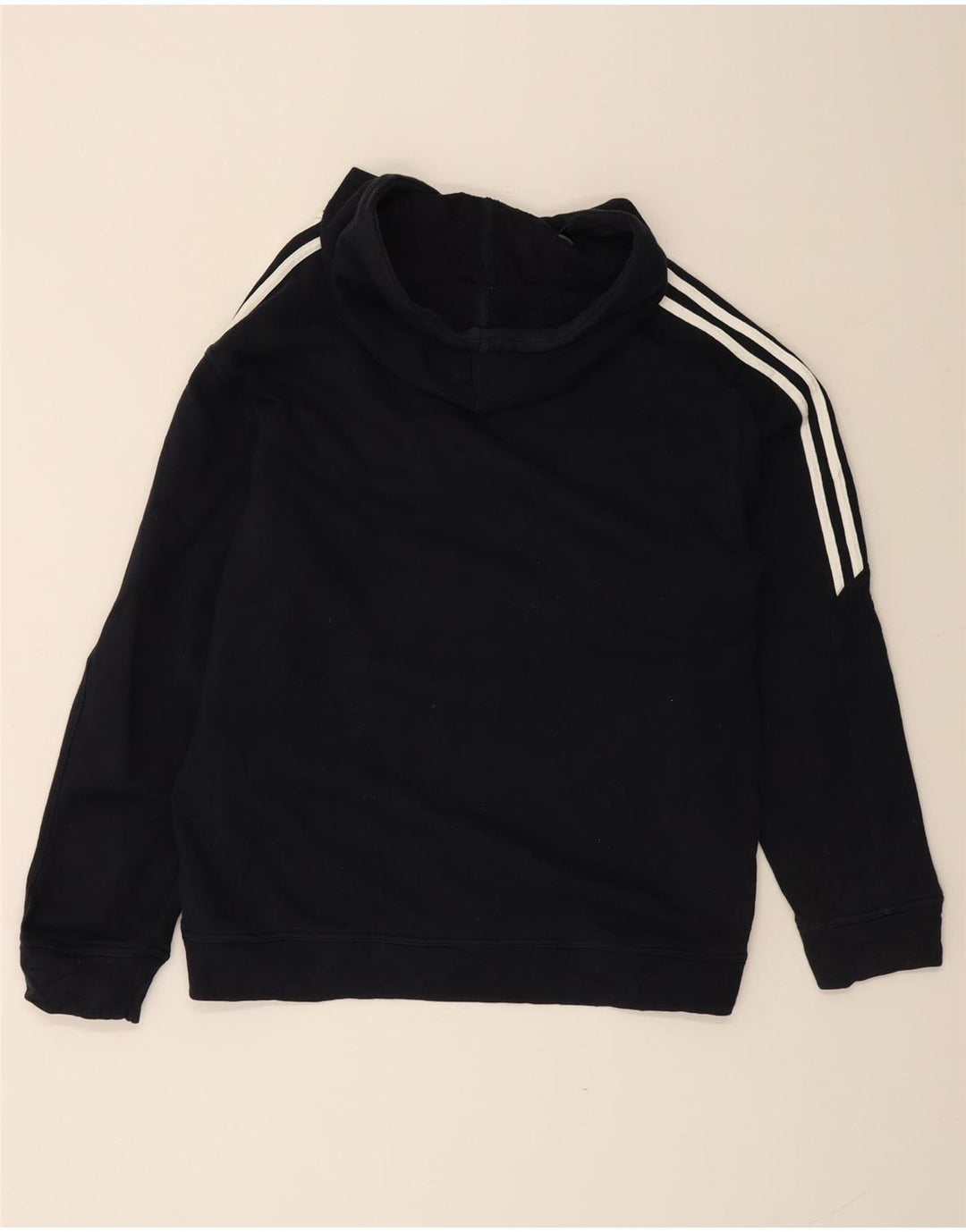 ADIDAS Mens Zip Neck Hoodie Jumper UK 40/42 Medium Navy Blue Cotton
