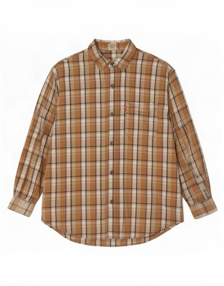 Levi's Mens Shirt Medium Brown Plaid Cotton