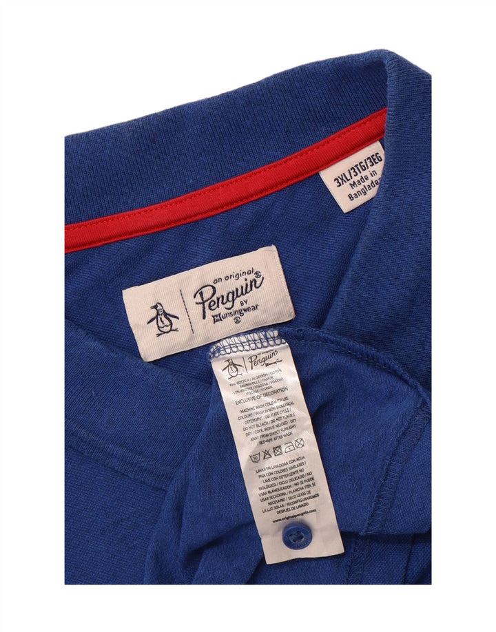 PENGUIN Mens Polo Shirt 3XL Blue Cotton
