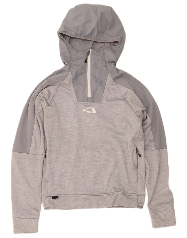 The North Face Mens Zip Neck Hoodie Jumper Small Grey Colourblock Polyester