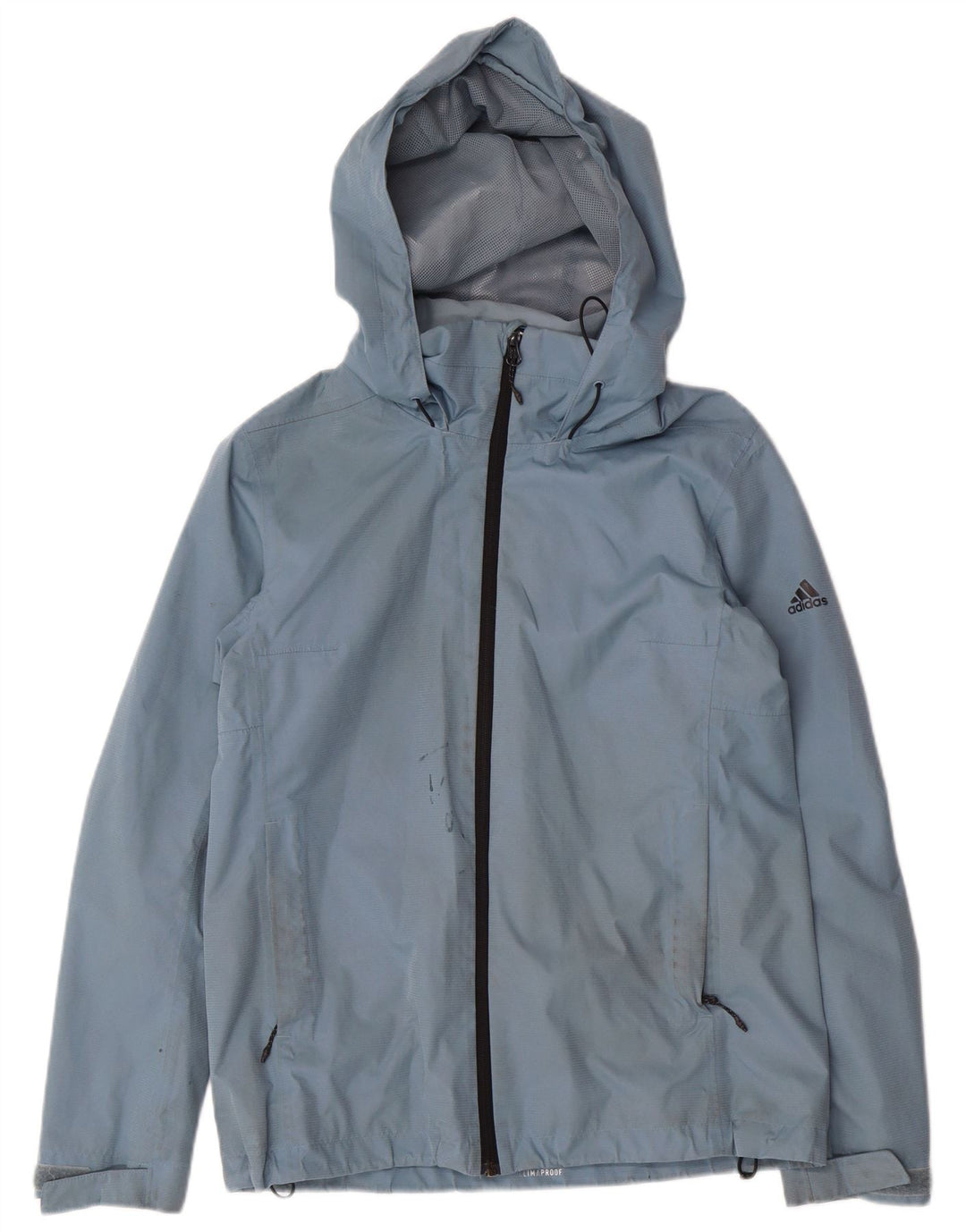 Adidas Womens Hooded Rain Jacket UK 14 Medium Blue Polyester
