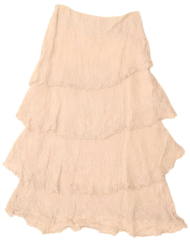 VINTAGE Womens High Waist Tiered Skirt W28 Medium Beige