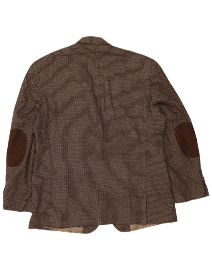 IZOD Mens 2 Button Blazer Jacket UK 44 2XL Brown Pinstripe Rayon