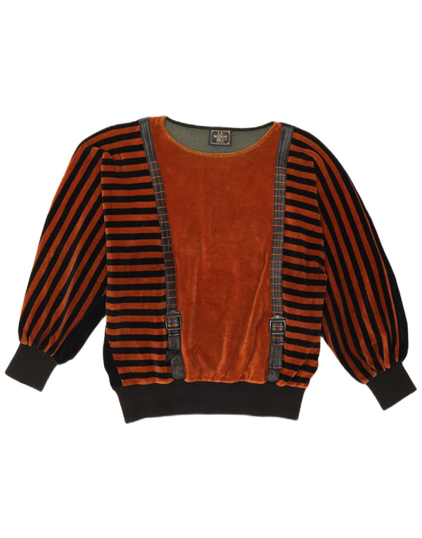 LA MAISON BLU Womens Boat Neck Jumper Sweater UK 14 Medium Brown Striped