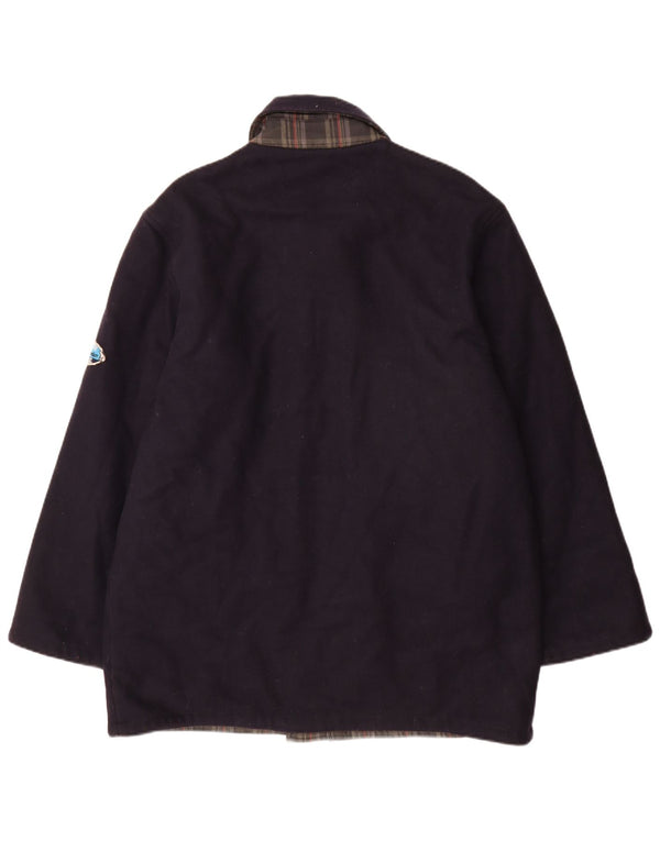 North Pole Mens Reversible Overcoat UK 42 XL Navy Blue Wool