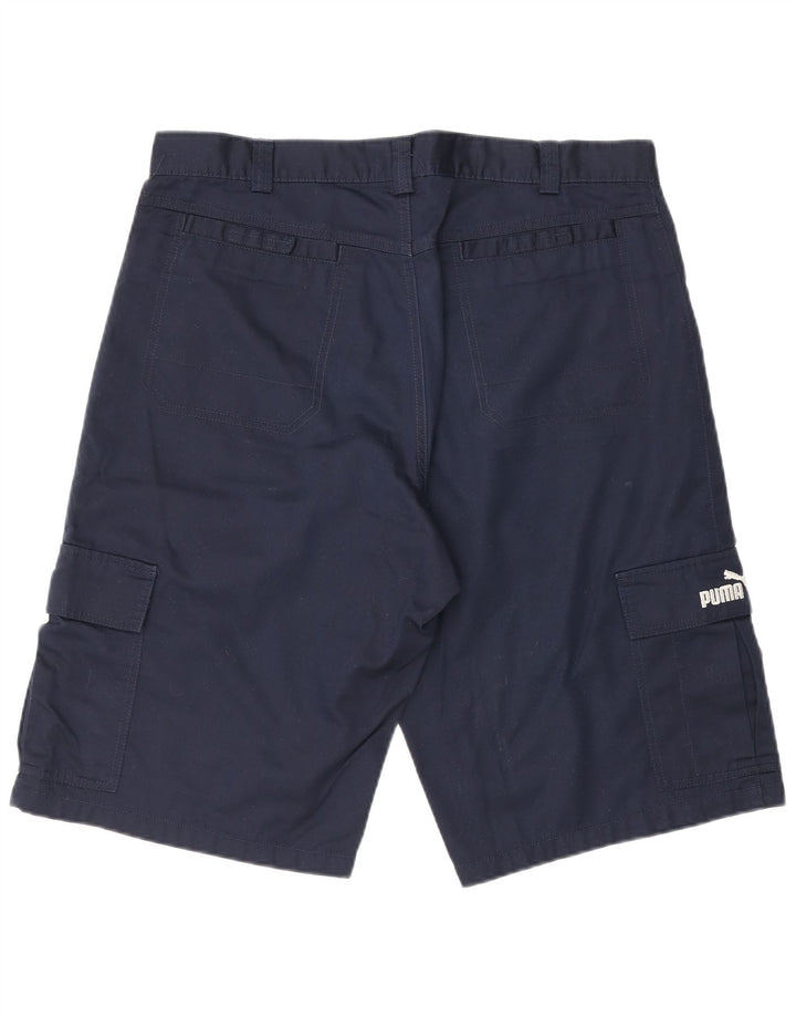 PUMA Mens Cargo Shorts Medium W32 Navy Blue Cotton