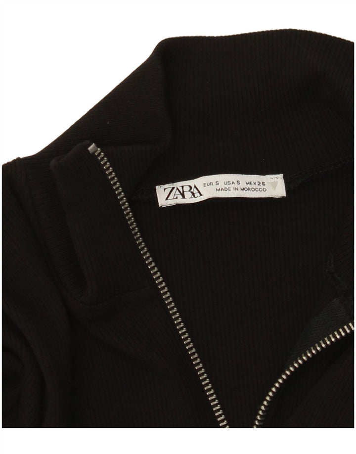 ZARA Womens Long Sleeve Bodysuit UK 10 Small Black