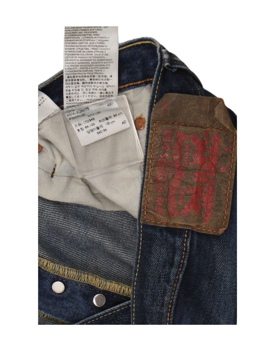 Levi's Mens Straight Jeans W33 L30 Navy Blue Cotton