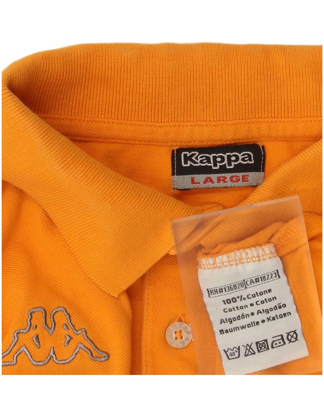 Kappa Mens Polo Shirt Large Orange Cotton