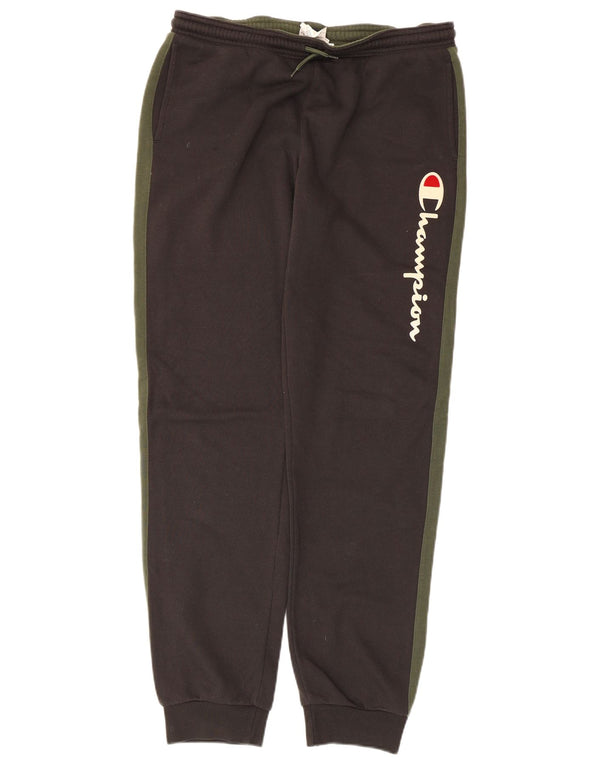 Champion Boys Tracksuit Trousers Joggers 15-16 Years 2XL Black Colourblock
