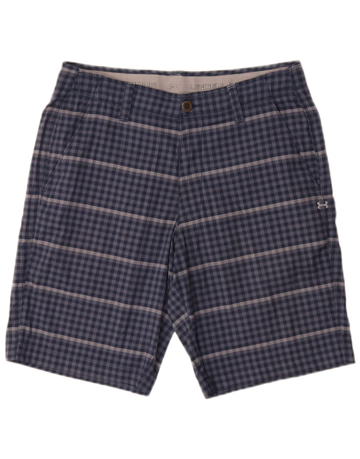 Under Armour Mens Chino Shorts W32 Medium Blue Gingham Polyester