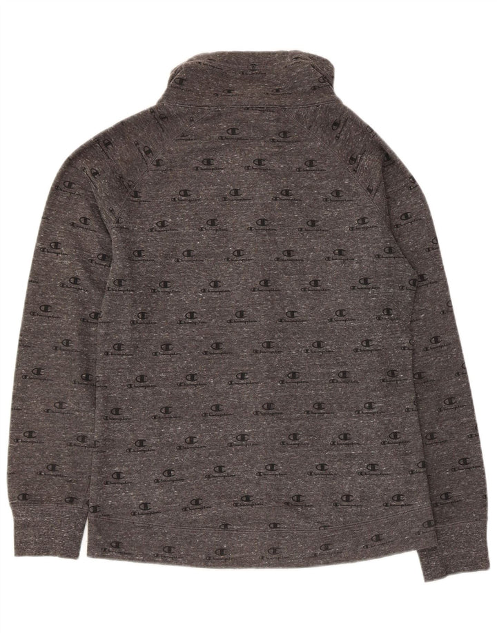 Champion Womens Graphic Tracksuit Top Jacket UK 12 Medium Grey Cotton