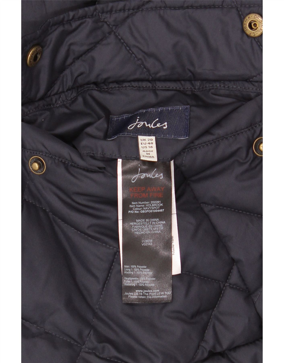 Joules Womens Reversible Padded Gilet UK 20 2XL Navy Blue Polyester