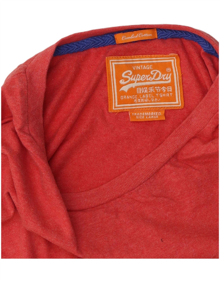 SUPERDRY Mens T-Shirt Top Large Red Cotton