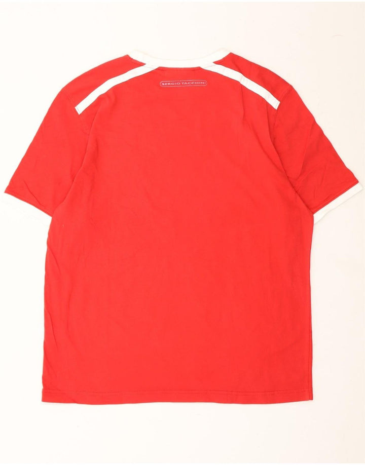 SERGIO TACCHINI Mens T-Shirt Top Large Red Cotton Vintage Sergio Tacchini and Second-Hand Sergio Tacchini from Messina Hembry 