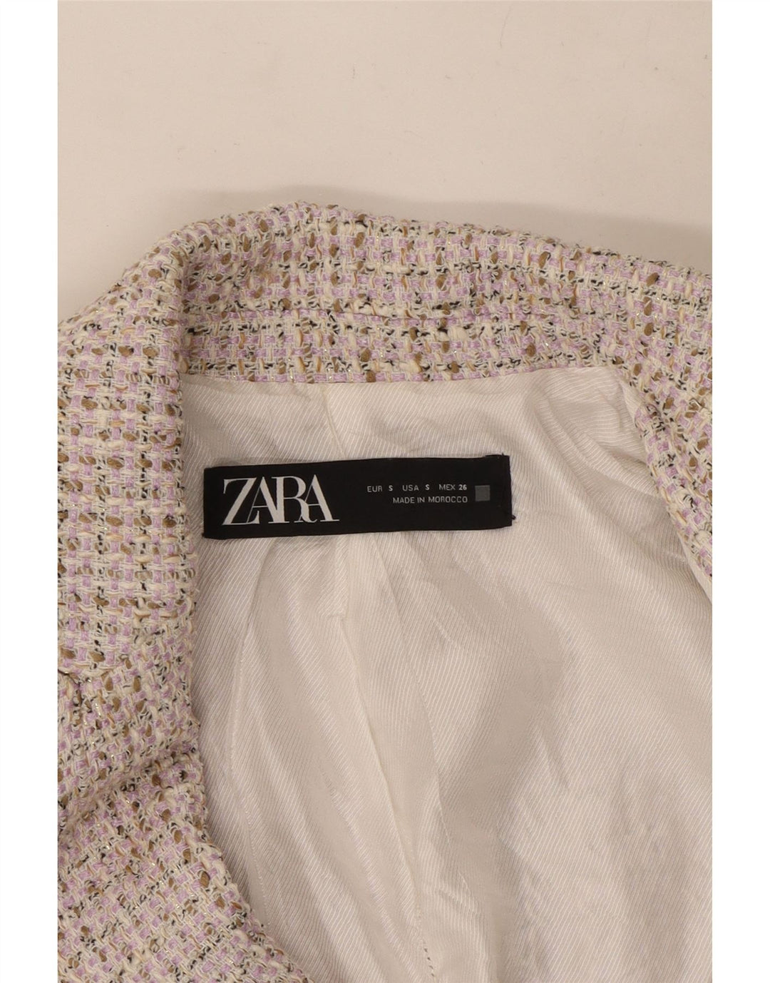 Zara Womens Double Breasted Blazer Jacket UK 10 Small Beige Flecked