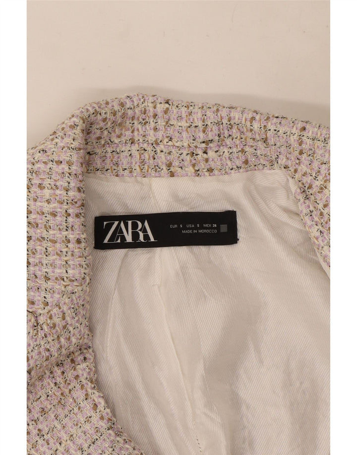 Zara Womens Double Breasted Blazer Jacket UK 10 Small Beige Flecked