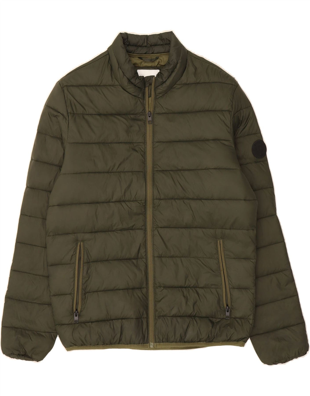 JACK & JONES Mens Padded Jacket UK 38 Medium Khaki Nylon Vintage Jack & Jones and Second-Hand Jack & Jones from Messina Hembry 