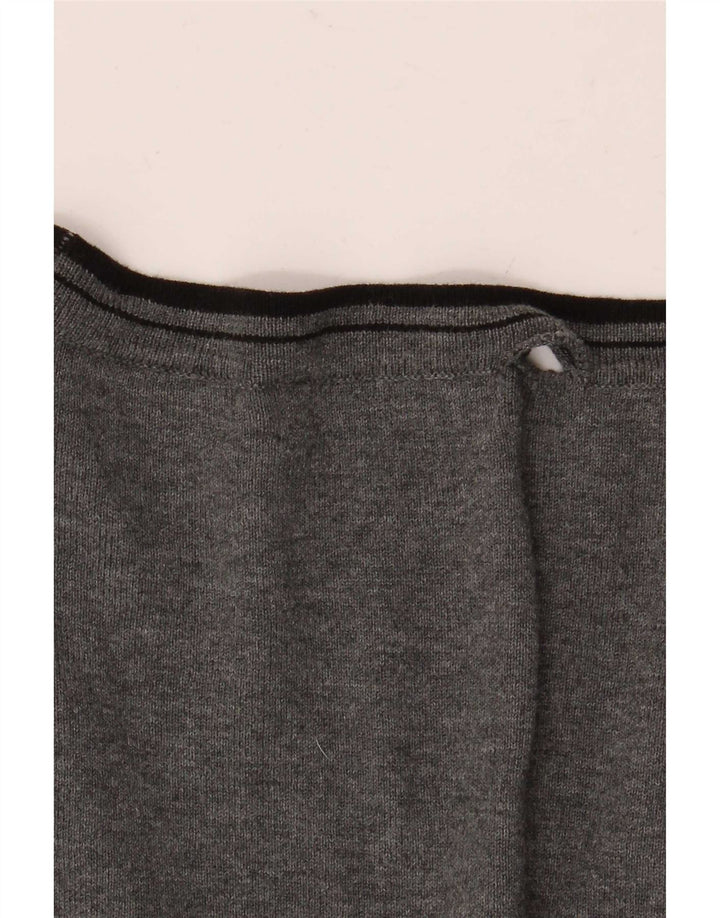 Zara Mens Cardigan Sweater Large Grey Striped Cotton
