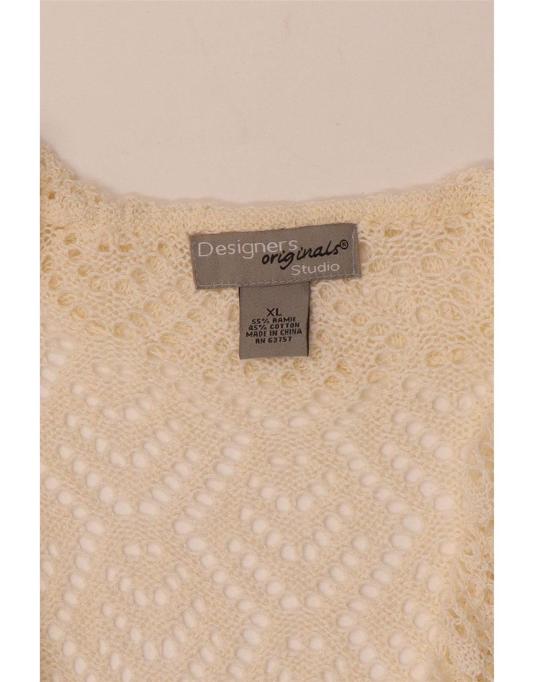 VINTAGE Womens Crop 3/4 Sleeve Crochet Cardigan Sweater UK 18 XL Off White