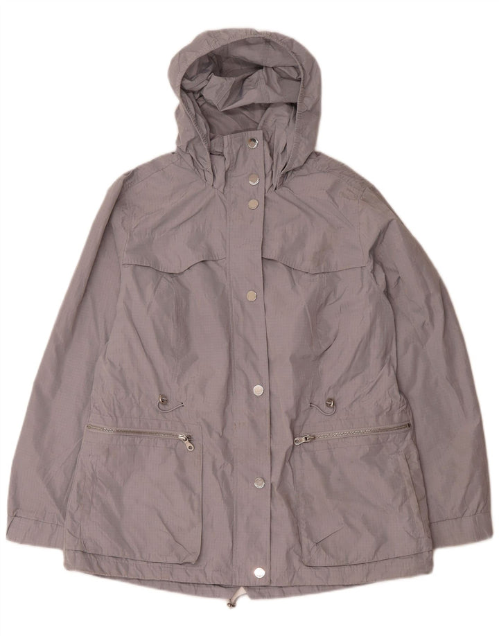 Marks & Spencer Womens Hooded Rain Jacket UK 16 Large Grey Polyester