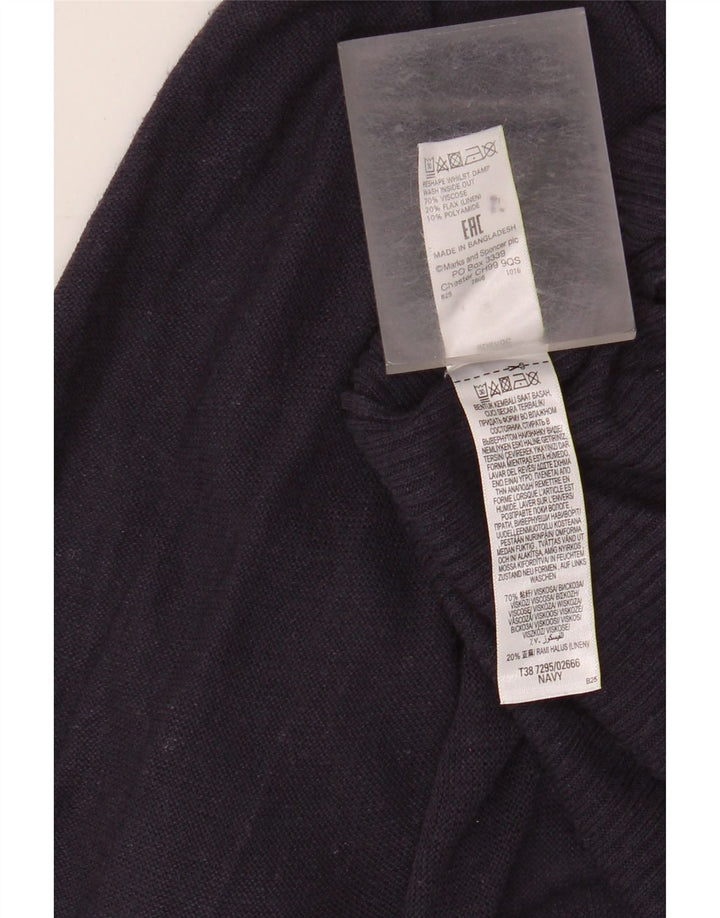 MARKS & SPENCER Womens Longline Cardigan Sweater UK 10 Small Navy Blue