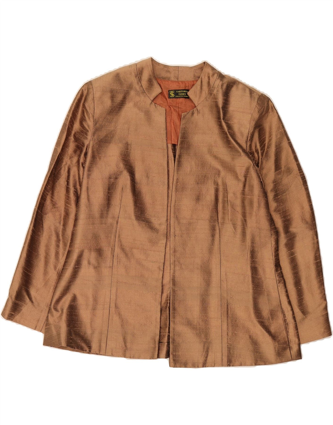 VINTAGE Womens Open Blazer Jacket UK 14 Medium Brown Pinstripe Vintage Vintage and Second-Hand Vintage from Messina Hembry 