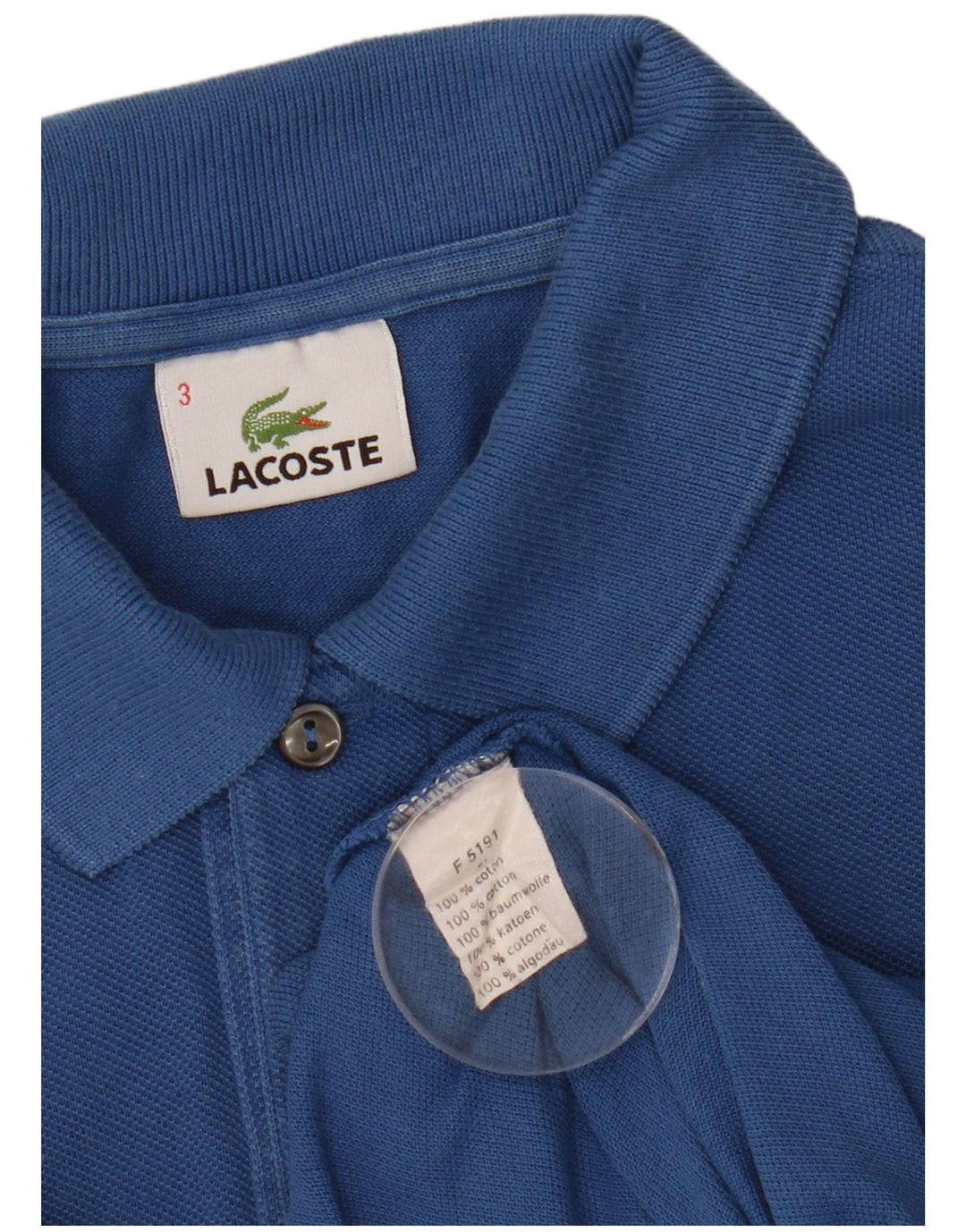 LACOSTE Mens Polo Shirt Size 3 Small Blue Cotton