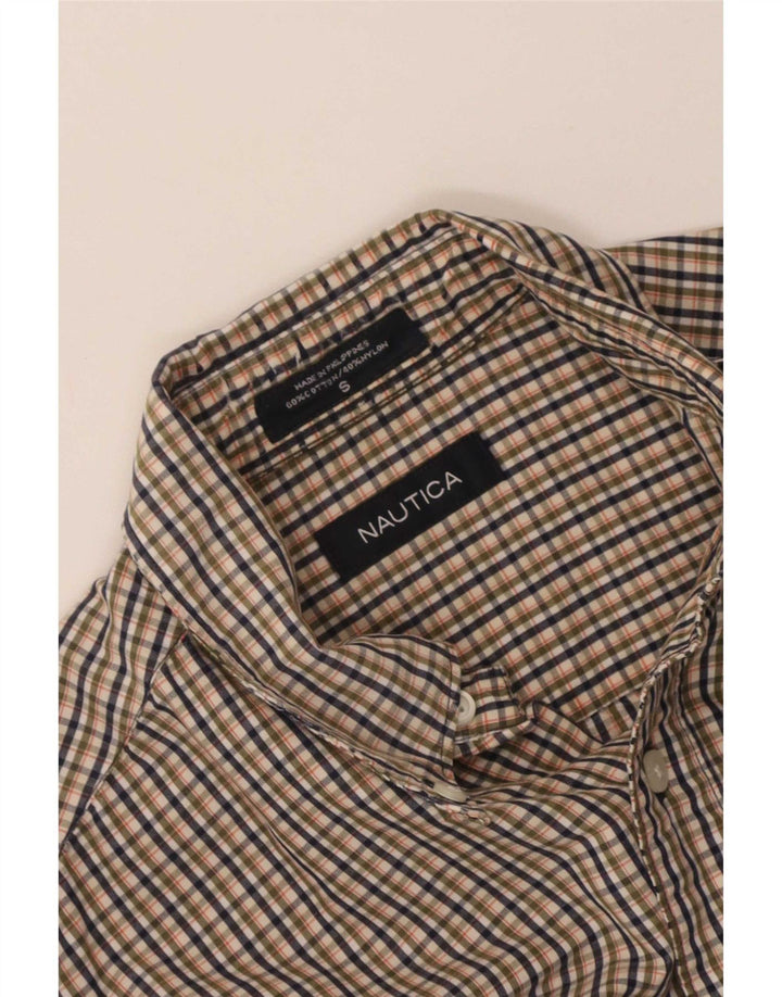 Nautica Mens Short Sleeve Shirt Small Multicoloured Check Cotton