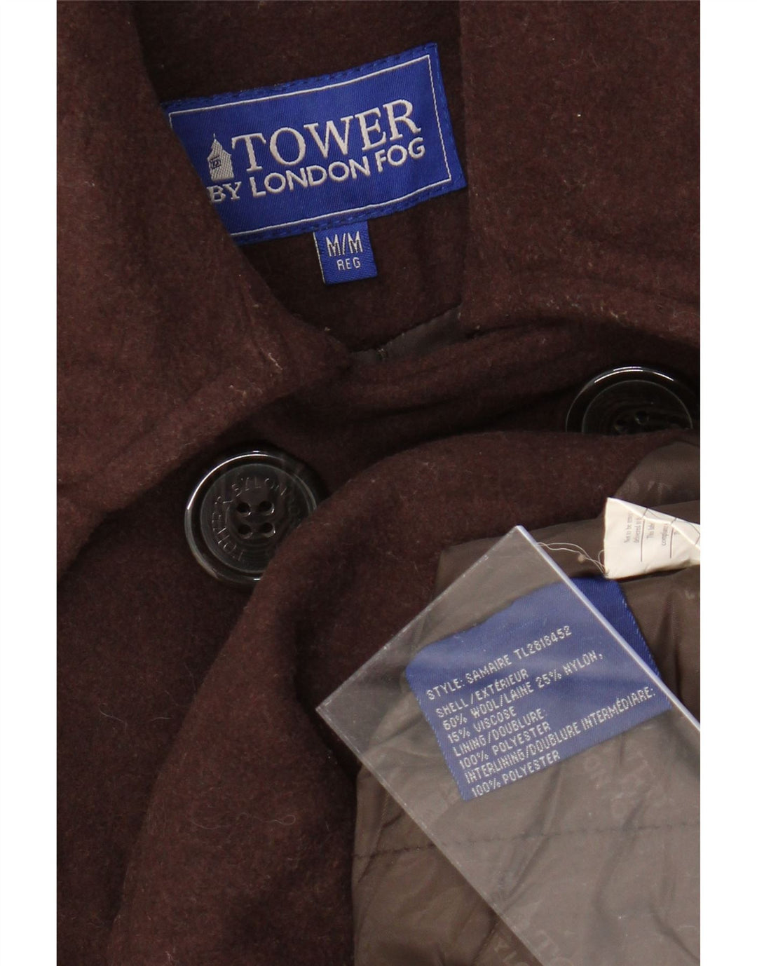 LONDON FOG Womens Pea Coat UK 14 Medium Brown Wool