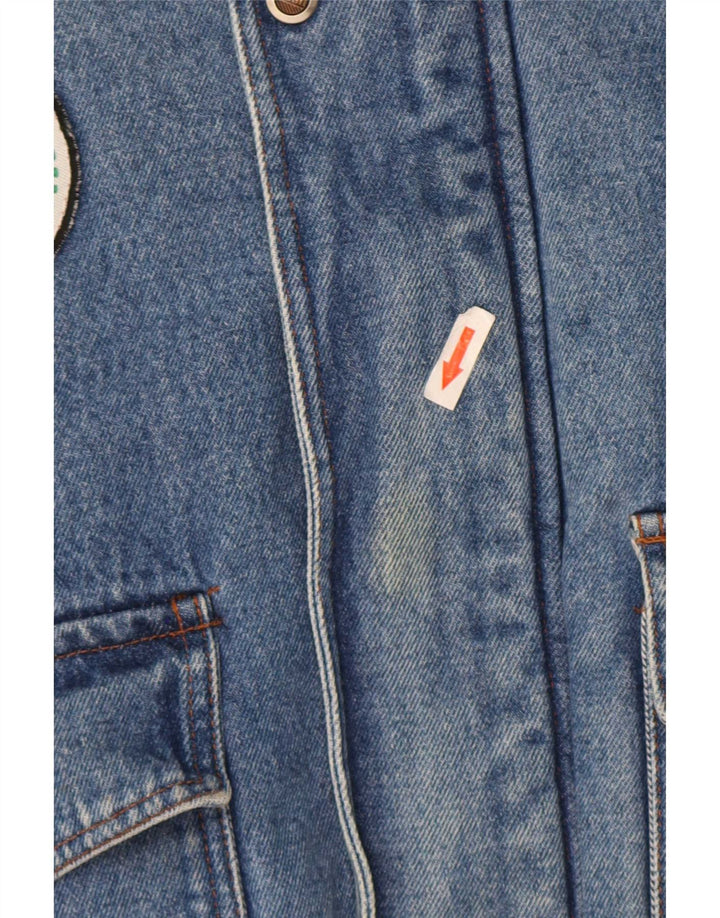 Mash Mens Sherpa Denim Flight Aviator Jacket IT 48/50 Medium Blue