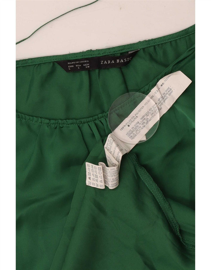 Zara Womens Blouse Top UK 14 Large Green Polyester