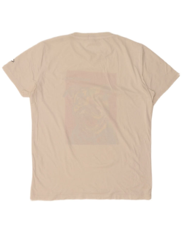 Replay Mens Graphic T-Shirt Top Medium White