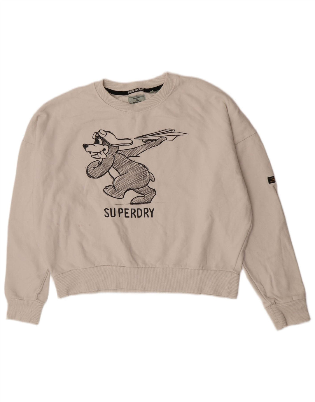 Superdry Womens Graphic Oversized Sweatshirt Jumper UK 16 Large White