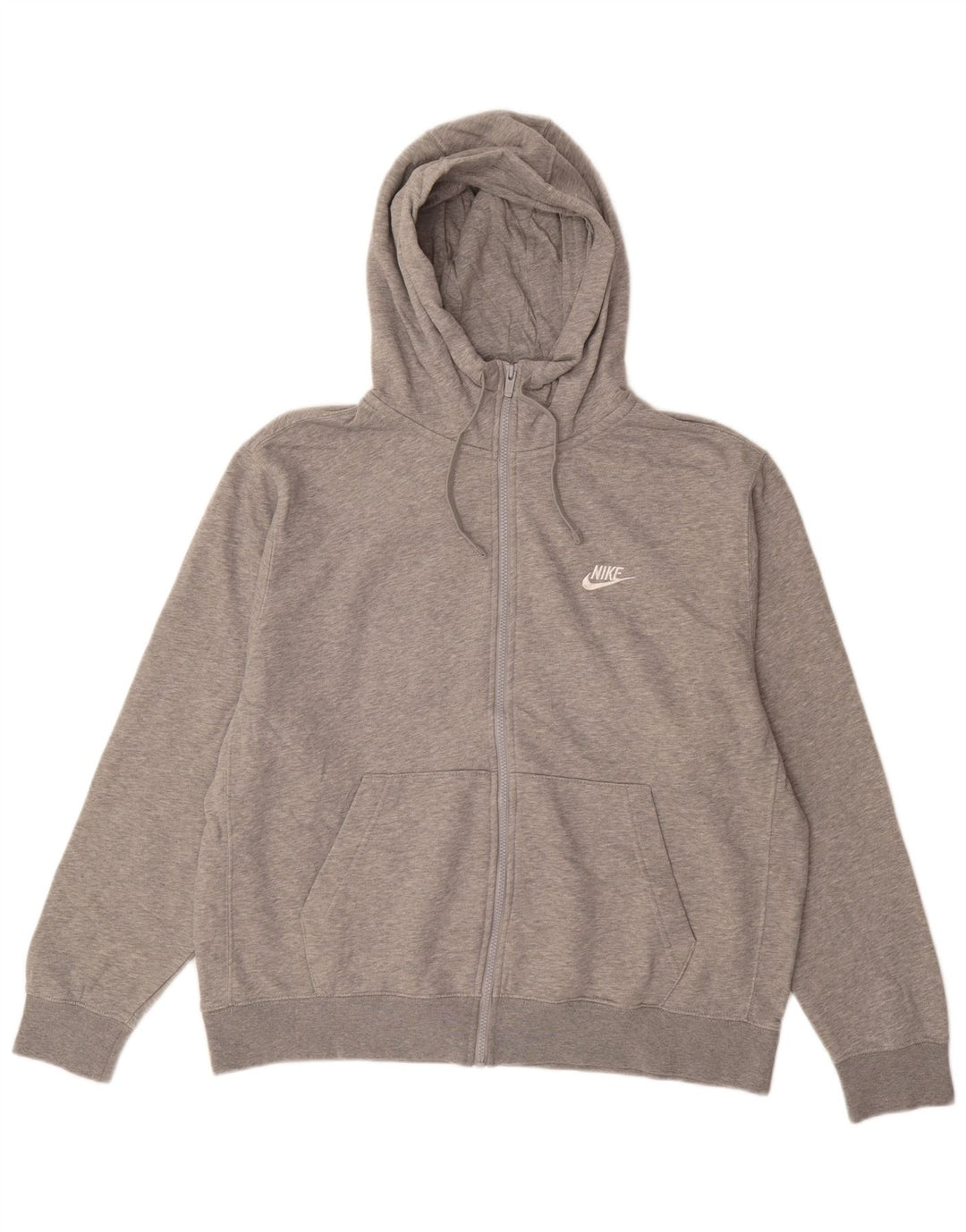 NIKE Mens Zip Hoodie Sweater XL Grey Cotton