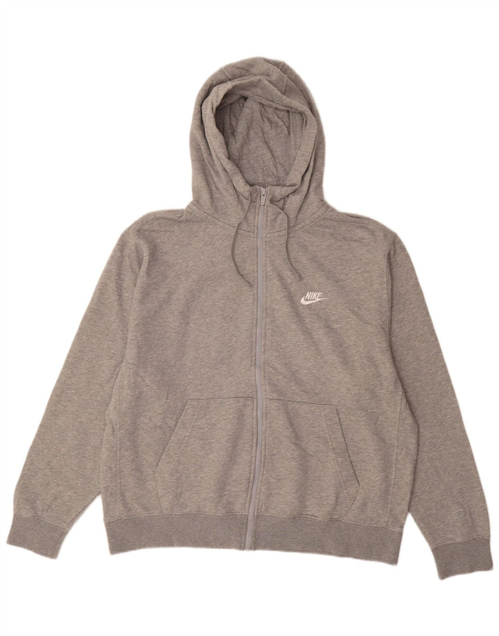 NIKE Mens Zip Hoodie Sweater XL Grey Cotton