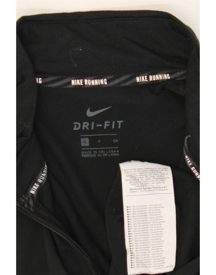 Nike Mens Dri Fit Zip Neck Pullover Tracksuit Top Small Black Polyester